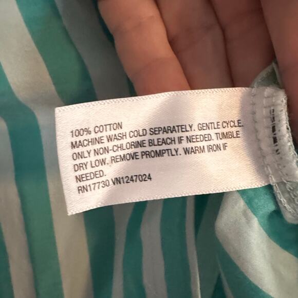 A NEW DAY NWT $25 Green Teal Striped Button Down Long Sleeve Shirt Size L - Picture 10 of 10